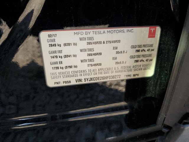 Продаж на аукціоні авто 2017 Tesla Model X, vin: 5YJXCDE26HF038272, номер лоту: 84483435