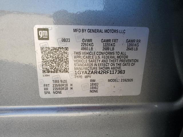 90665515 :رقم المزاد ، 1GYAZAR42RF117363 vin ، 2024 Cadillac Xt4 مزاد بيع