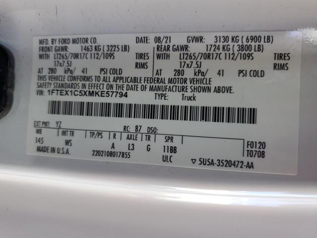 Продажа на аукционе авто 2021 Ford F150, vin: 1FTEX1C5XMKE57794, номер лота: 86594265