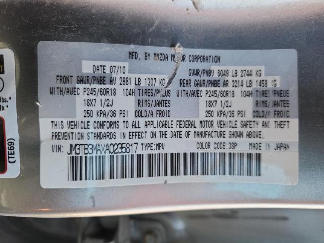 81918905 :رقم المزاد ، JM3TB3MAXA0235817 vin ، 2010 Mazda Cx-9 مزاد بيع