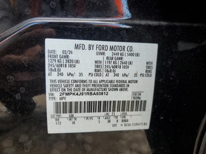 87299315 :رقم المزاد ، 2FMPK4J91RBA93812 vin ، 2024 Ford Edge Sel مزاد بيع
