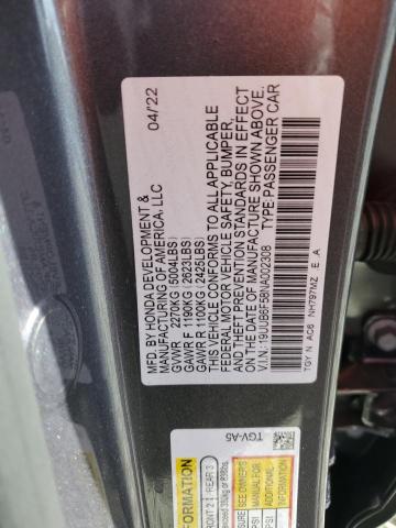 2022 Acura Tlx Tech A მანქანა იყიდება აუქციონზე, vin: 19UUB6F58NA002308, აუქციონის ნომერი: 84834335