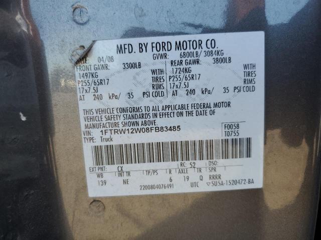 Продаж на аукціоні авто 2008 Ford F150, vin: 1FTRW12W08FB83485, номер лоту: 89684285