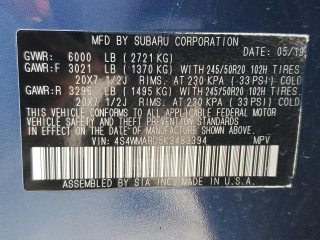 Продажа на аукционе авто 2019 Subaru Ascent, vin: 4S4WMARD5K3483394, номер лота: 85154055