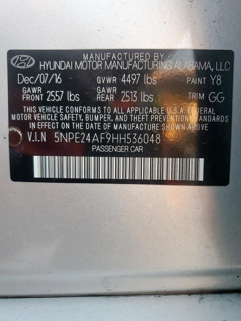 2017 Hyundai Sonata Se მანქანა იყიდება აუქციონზე, vin: 5NPE24AF9HH536048, აუქციონის ნომერი: 82222435