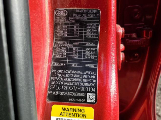 Aukcja sprzedaży 2021 Land Rover Discovery Sport, vin: SALCT2FXXMH903194, numer aukcji: 86543155
