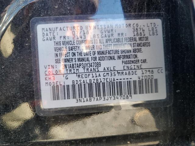 2018 Nissan Sentra მანქანა იყიდება აუქციონზე, vin: 3N1AB7AP3JY347089, აუქციონის ნომერი: 85777305