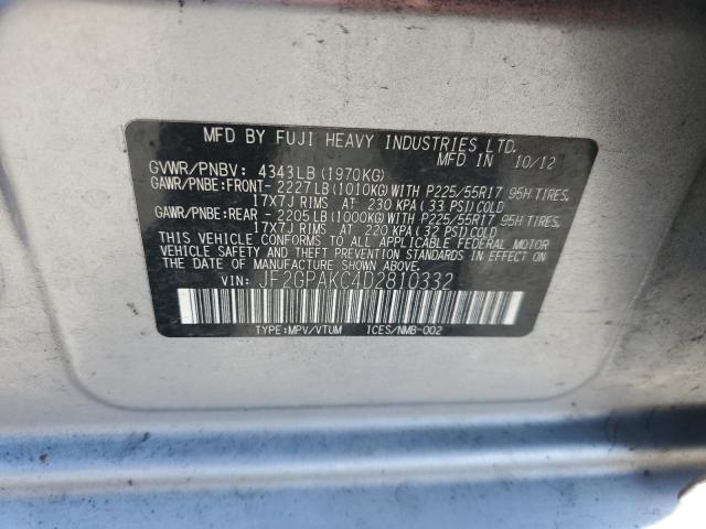 2013 Subaru Xv Crosstrek მანქანა იყიდება აუქციონზე, vin: JF2GPAKC4D2810332, აუქციონის ნომერი: 90136175