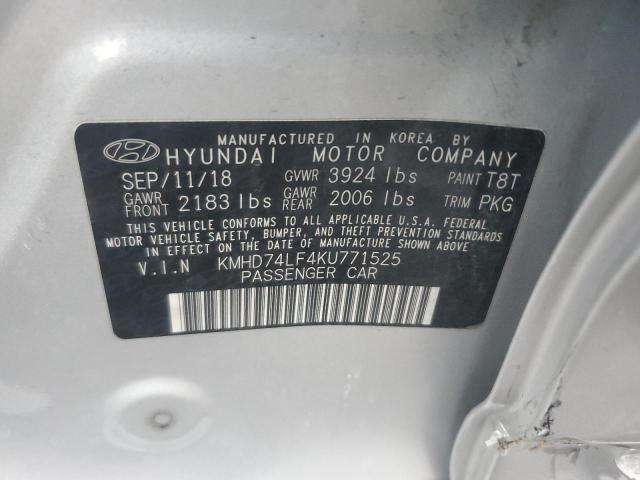 Продаж на аукціоні авто 2019 Hyundai Elantra, vin: KMHD74LF4KU771525, номер лоту: 87384935