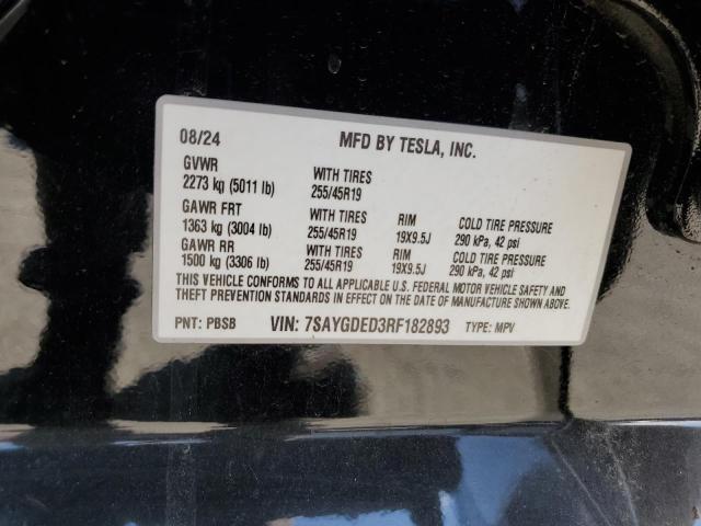 Продажа на аукционе авто 2024 Tesla Model Y, vin: 7SAYGDED3RF182893, номер лота: 87241245