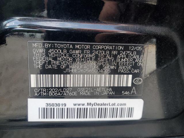 Aukcja sprzedaży 2006 Lexus Is 350, vin: JTHBE262565004005, numer aukcji: 85689095