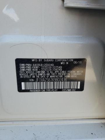 82355325 :رقم المزاد ، JF1VA2S67K9802436 vin ، 2019 Subaru Wrx مزاد بيع