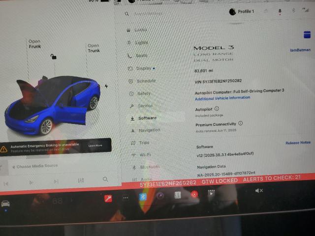 Aukcja sprzedaży 2022 Tesla Model 3, vin: 5YJ3E1EB2NF250282, numer aukcji: 90372795