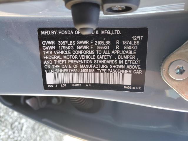 Продажа на аукционе авто 2018 Honda Civic, vin: SHHFK7H59JU409158, номер лота: 82492915