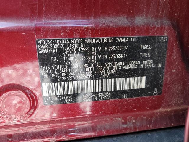 Продаж на аукціоні авто 2021 Toyota Rav4, vin: 2T3P1RFV0MW236331, номер лоту: 86077805