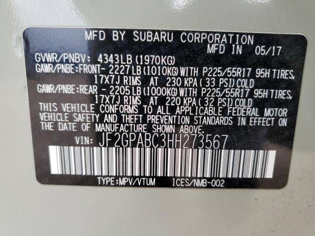 86470995 :رقم المزاد ، JF2GPABC3HH273567 vin ، 2017 Subaru Crosstrek مزاد بيع