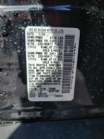 80554725 :رقم المزاد ، JN8AT2MVXLW140012 vin ، 2020 Nissan Rogue مزاد بيع