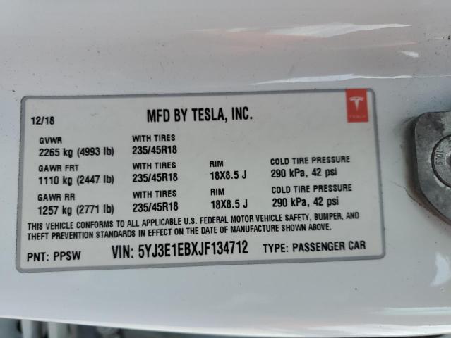 Aukcja sprzedaży 2018 Tesla Model 3, vin: 5YJ3E1EBXJF134712, numer aukcji: 90029115