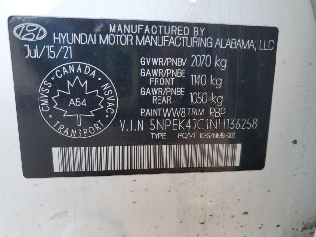 Aukcja sprzedaży 2022 Hyundai Sonata, vin: 5NPEK4JC1NH136258, numer aukcji: 90063275