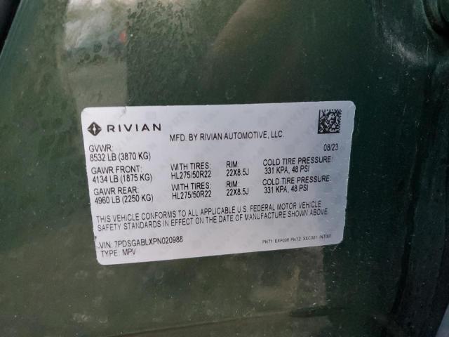 86280515 :رقم المزاد ، 7PDSGABLXPN020988 vin ، 2023 Rivian R1s Launch مزاد بيع