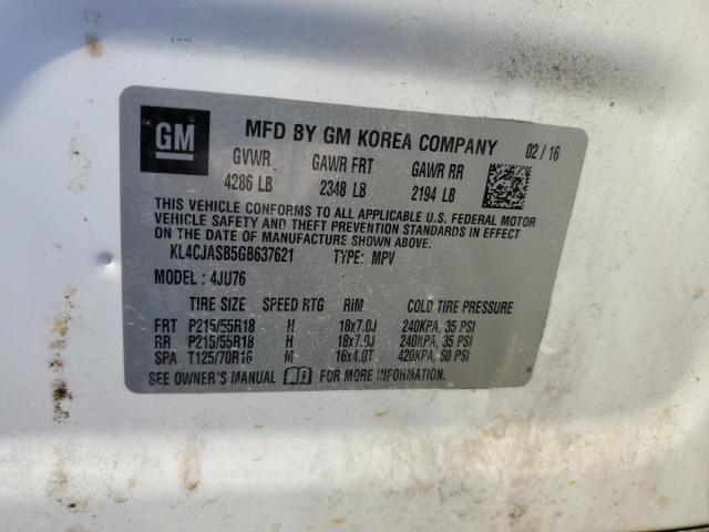 85518625 :رقم المزاد ، KL4CJASB5GB637621 vin ، 2016 Buick Encore مزاد بيع