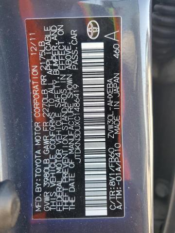 Продаж на аукціоні авто 2012 Toyota Prius, vin: JTDKN3DUXC1486419, номер лоту: 82349565