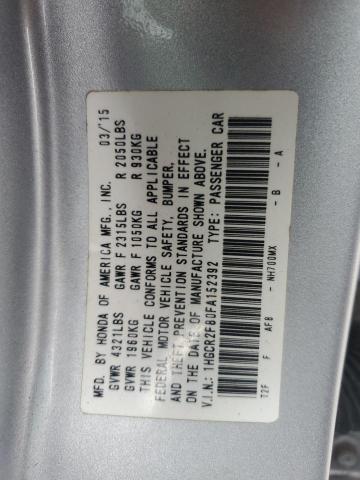 Продажа на аукционе авто 2015 Honda Accord, vin: 1HGCR2F80FA152392, номер лота: 82437635