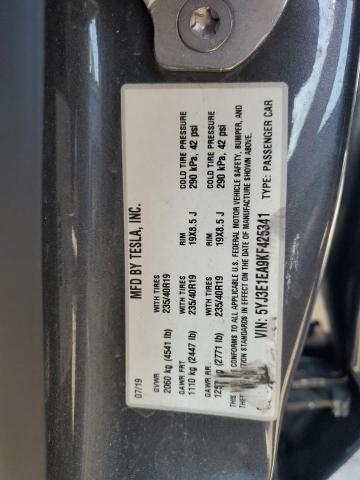 91252195 :رقم المزاد ، 5YJ3E1EA9KF425341 vin ، 2019 Tesla Model 3 مزاد بيع