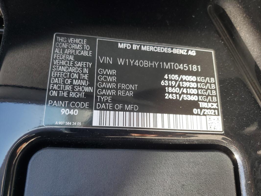 Aukcja sprzedaży 2021 Mercedes-benz Sprinter, vin: W1Y40BHY1MT045181, numer aukcji: 86802955