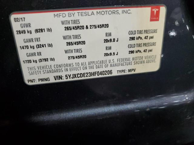 Aukcja sprzedaży 2017 Tesla Model X, vin: 5YJXCDE23HF040206, numer aukcji: 85196835