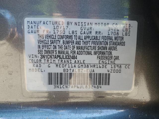 Aukcja sprzedaży 2018 Nissan Versa, vin: 3N1CN7AP6JL832484, numer aukcji: 70428355