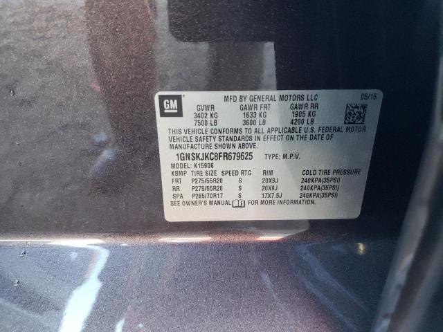 Продаж на аукціоні авто 2015 Chevrolet Suburban, vin: 1GNSKJKC8FR679625, номер лоту: 86637825