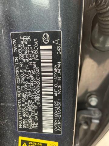 85204625 :رقم المزاد ، JTHBB1BA0A2007243 vin ، 2010 Lexus Hs 250h مزاد بيع