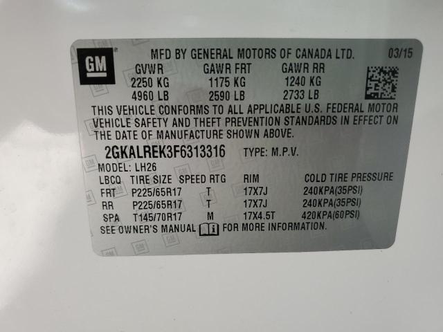 85260235 :رقم المزاد ، 2GKALREK3F6313316 vin ، 2015 Gmc Terrain مزاد بيع
