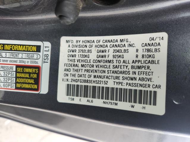 85354835 :رقم المزاد ، 2HGFG3B83EH522152 vin ، 2014 Honda Civic Ex مزاد بيع