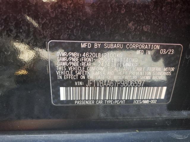 Продаж на аукціоні авто 2023 Subaru Wrx, vin: JF1VBAA67P9806597, номер лоту: 86211765