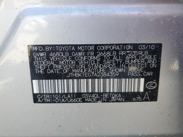 Aukcja sprzedaży 2010 Lexus Es, vin: JTHBK1EG7A2384359, numer aukcji: 85751725