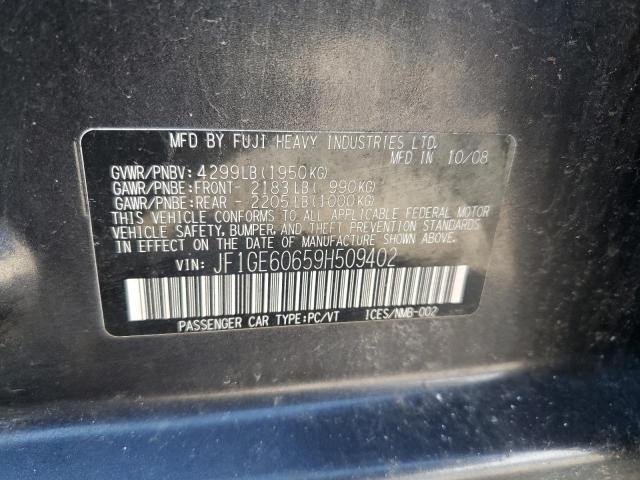 2009 Subaru Impreza მანქანა იყიდება აუქციონზე, vin: JF1GE60659H509402, აუქციონის ნომერი: 90072035