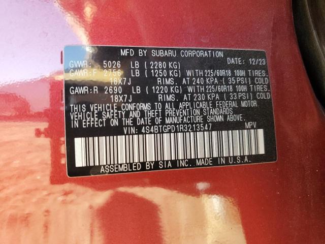 85410425 :رقم المزاد ، 4S4BTGPD1R3213547 vin ، 2024 Subaru Outback مزاد بيع