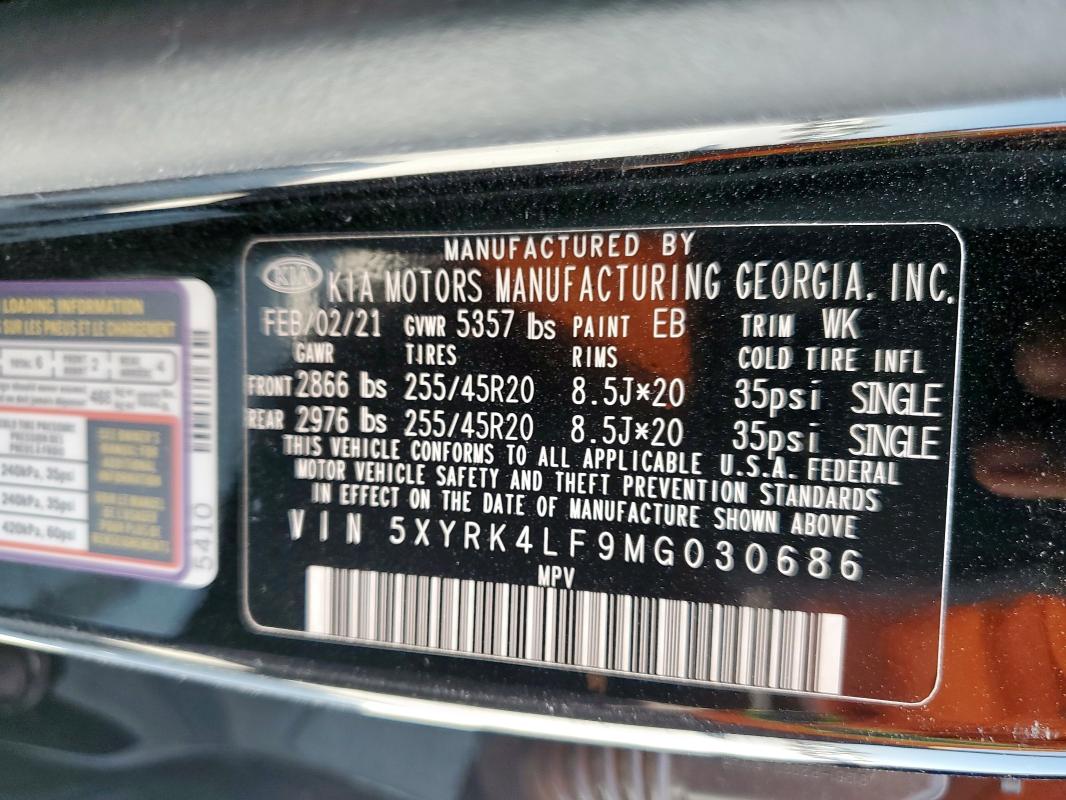 Продажа на аукционе авто 2021 Kia Sorento, vin: 5XYRK4LF9MG030686, номер лота: 81965065