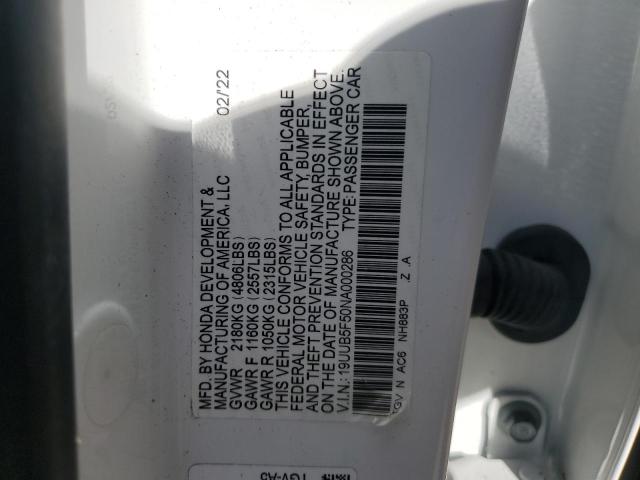 87259675 :رقم المزاد ، 19UUB5F50NA000286 vin ، 2022 Acura Tlx Tech A مزاد بيع