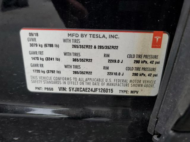 82632375 :رقم المزاد ، 5YJXCAE24JF126015 vin ، 2018 Tesla Model X مزاد بيع