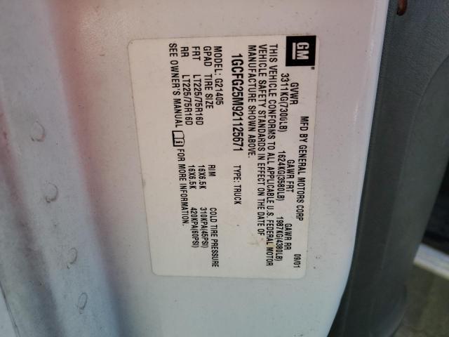 Aukcja sprzedaży 2002 Chevrolet Express G2, vin: 1GCFG25M921125671, numer aukcji: 85102285