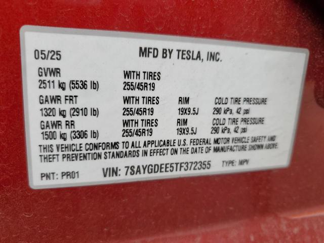 Aukcja sprzedaży 2026 Tesla Model Y, vin: 7SAYGDEE5TF372355, numer aukcji: 84994685