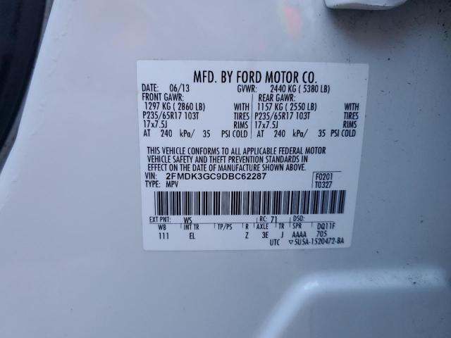 87361525 :رقم المزاد ، 2FMDK3GC9DBC62287 vin ، 2013 Ford Edge Se مزاد بيع