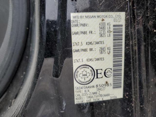85915575 :رقم المزاد ، 5BZAF0AAXHN850985 vin ، 2017 Nissan Nv مزاد بيع