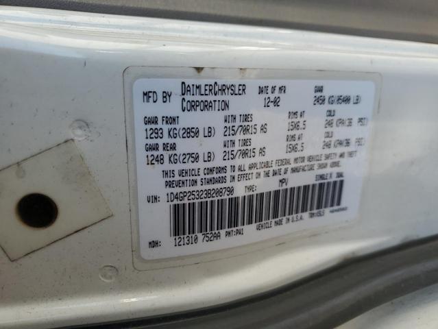 2003 Dodge Caravan მანქანა იყიდება აუქციონზე, vin: 1D4GP25323B208790, აუქციონის ნომერი: 82234545