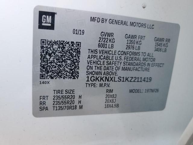 Aukcja sprzedaży 2019 Gmc Acadia, vin: 1GKKNXLS1KZ211419, numer aukcji: 82783285