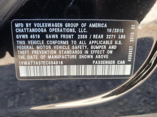 82761235 :رقم المزاد ، 1VWAT7A37EC034016 vin ، 2014 Volkswagen Passat مزاد بيع