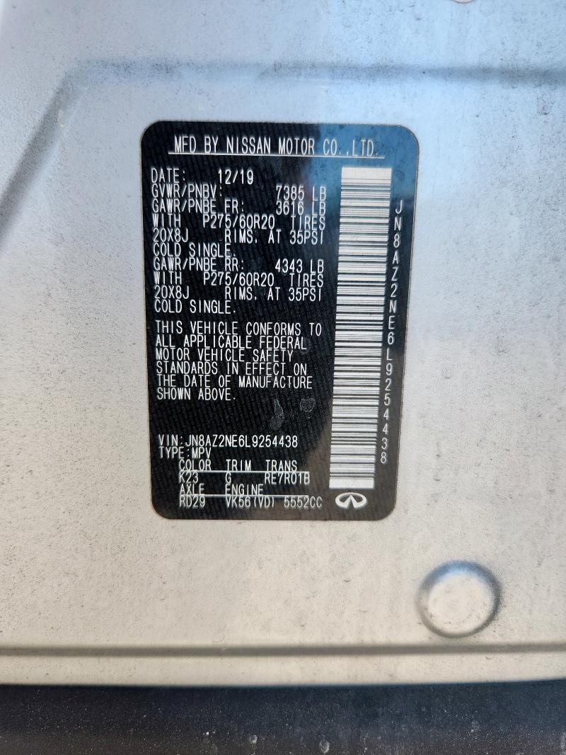 Aukcja sprzedaży 2020 Infiniti Qx80, vin: JN8AZ2NE6L9254438, numer aukcji: 85483075
